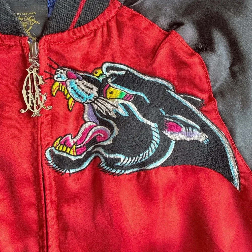 Christian Audigier Kids Y2K Panther Satin Bomber Jacket Boys 5/6 (Fits Like 8)